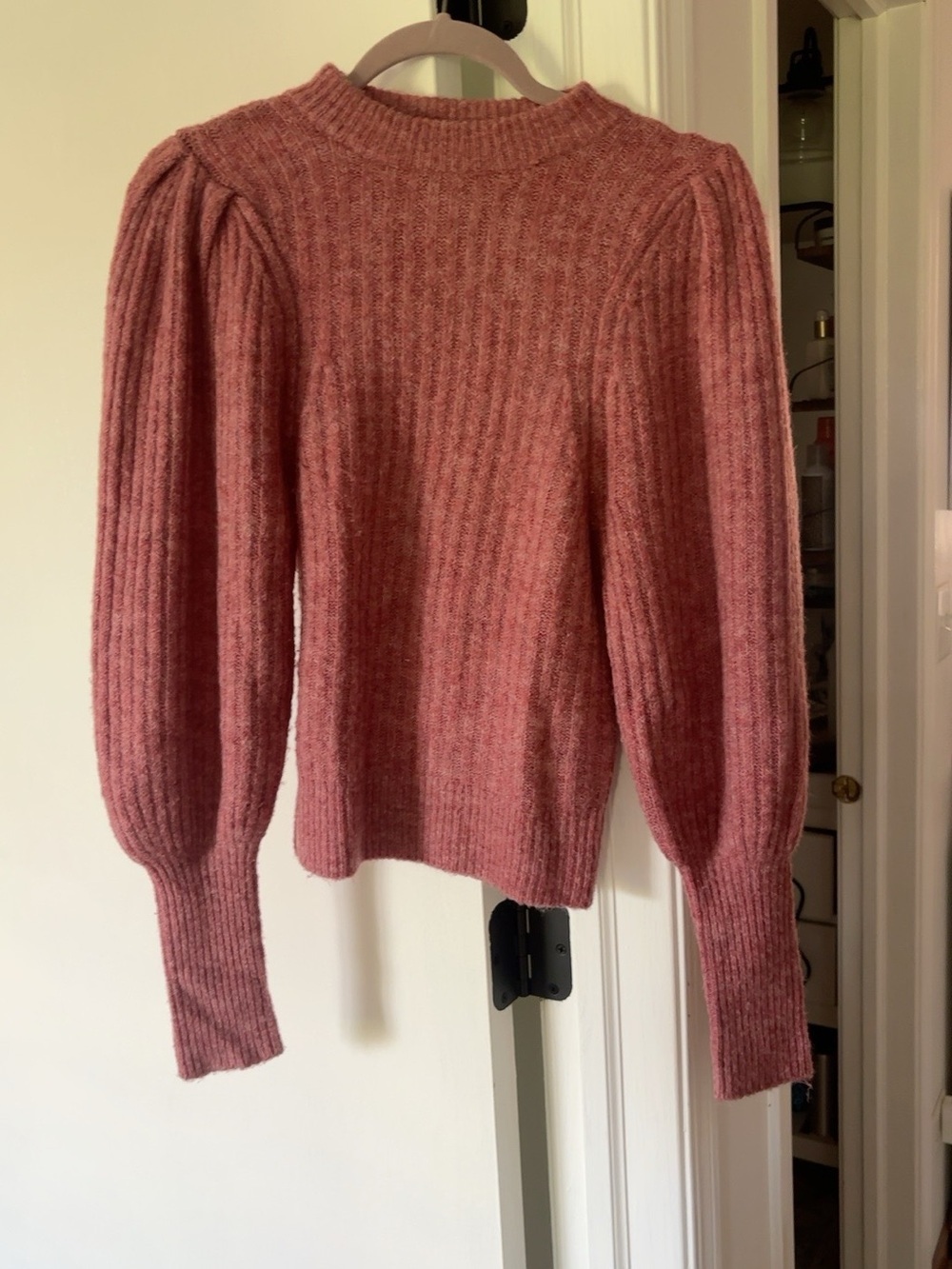 LEITH Dusty Rose Puff Sleeve Ribbed Sweater – Size XS - Picture 2 of 6